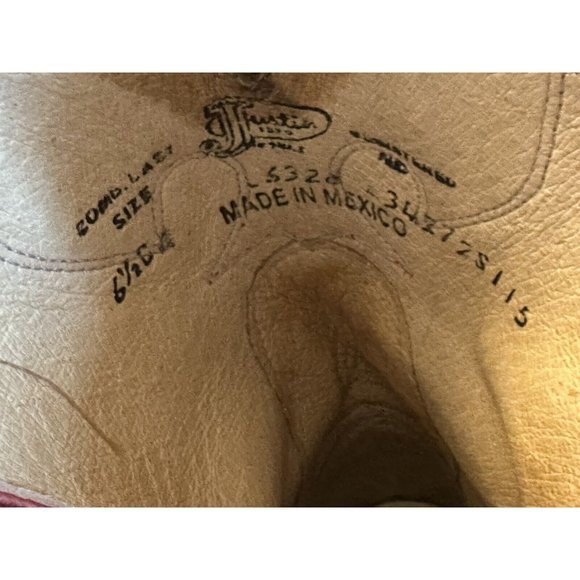 Justin Boots Vintage Red Suede Leather Cowboy Boots 6.5 B Womens Western NWT - Picture 5 of 10